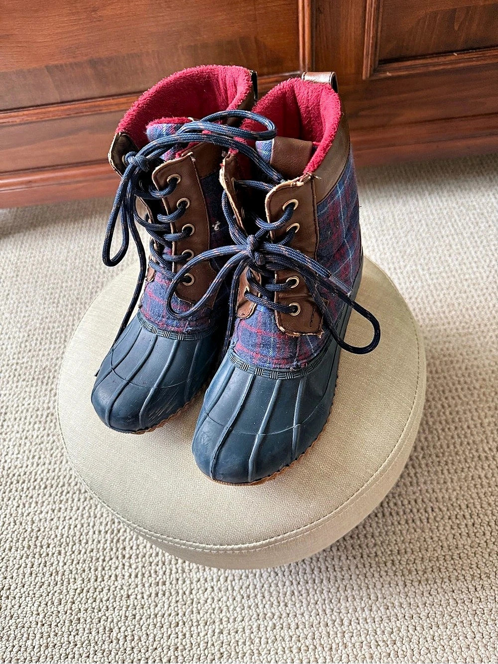 Tommy Hilfiger Plaid Duck Boots - Size US 6